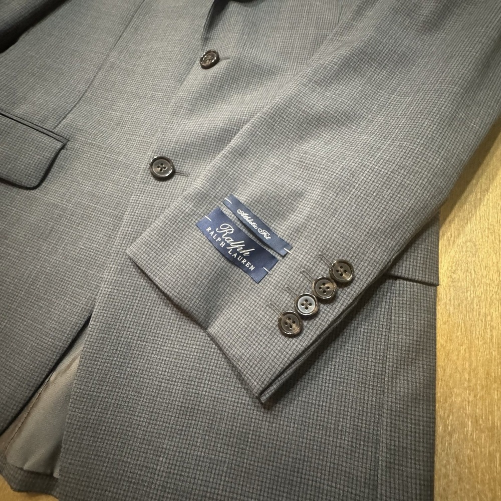 Men's Ralph Lauren Blazer 36r Athletic Fit‎ Gray Check Wool Stretch - Picture 15 of 16